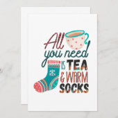 クリスマスギフトあなたが必要なのは紅茶と暖かい靴下 招待状 (正面/裏面)