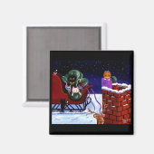 クリスマスギフトおもしろいかわいい猫アートの創造 マグネット (正面/裏面)