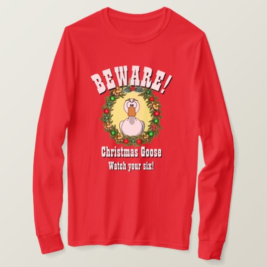 クリスマスギフトおもしろいノベルティクリスマスグース Tシャツ (デザイン正面)