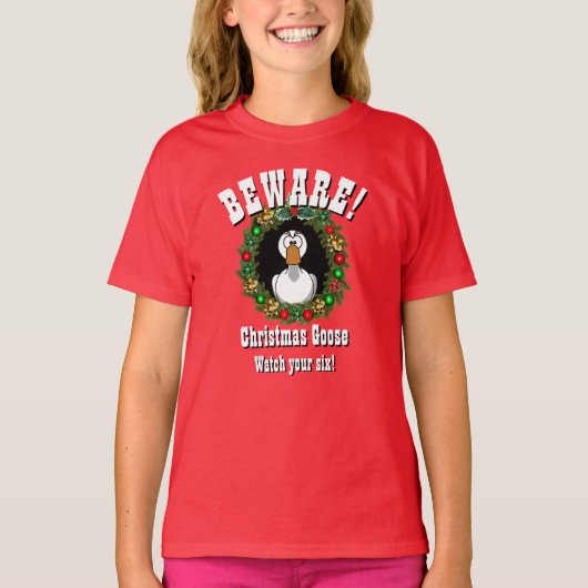 クリスマスギフトおもしろいノベルティクリスマスグースT-Shi Tシャツ (正面)