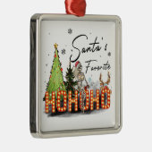 クリスマスギフトお気に入りのサンタホホホホ メタルオーナメント (右)