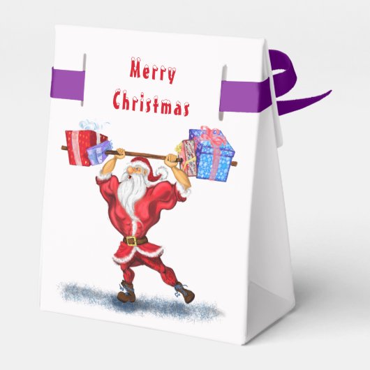 クリスマスギフトお気に入りボックスボディビルダーサンタおもしろい フェイバーボックス (裏面サイド)