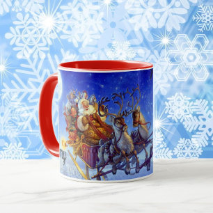 クリスマスギフトかわいいサンタクロースそりのマグカップ マグカップ