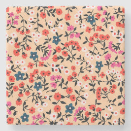 クリスマスギフトかわいい小さな花シームレス ストーンコースター