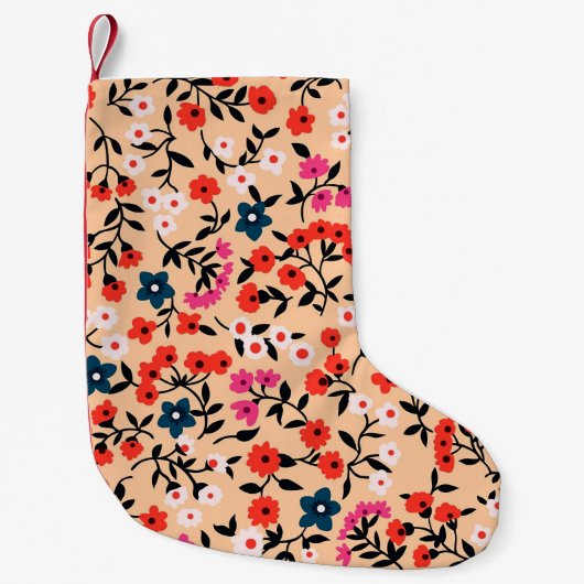 クリスマスギフトかわいい小さな花シームレス スモールクリスマスストッキング (正面)