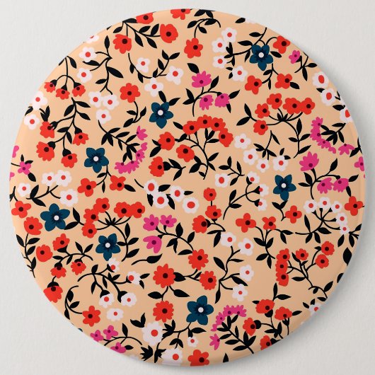 クリスマスギフトかわいい小さな花シームレス 缶バッジ (正面)