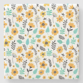 クリスマスギフトかわいい手描きフローラ カラフル ストーンコースター