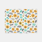 クリスマスギフトかわいい手描きフローラ カラフル フリースブランケット (正面(横))