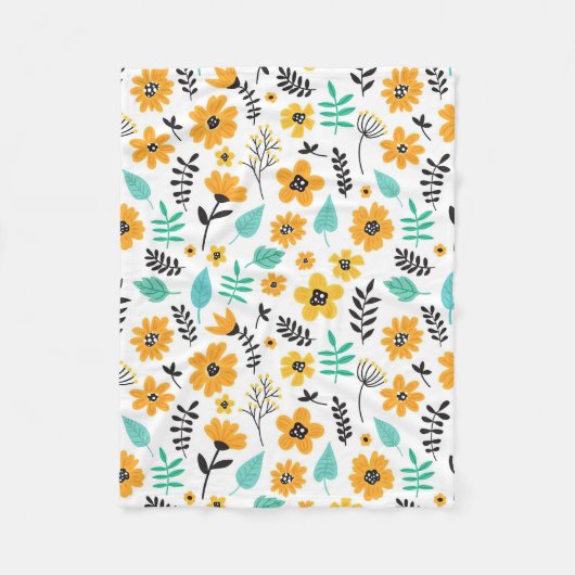 クリスマスギフトかわいい手描きフローラ カラフル フリースブランケット (正面)
