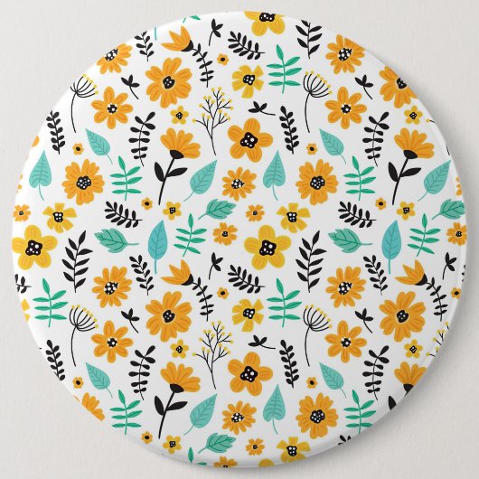 クリスマスギフトかわいい手描きフローラ カラフル 缶バッジ (正面)