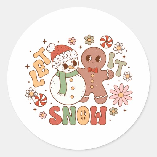 クリスマスギフトがそれを雪に任せる ラウンドシール (正面)