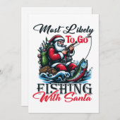 クリスマスギフトがサンタと魚釣りに行く可能性が最も高い シーズンカード (正面/裏面)