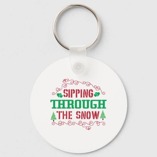 クリスマスギフトが雪の中を飛び回る キーホルダー (正面)