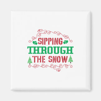 クリスマスギフトが雪の中を飛び回る マグネット