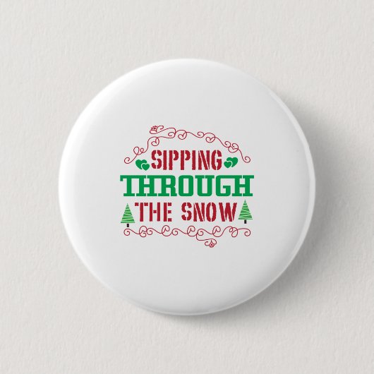 クリスマスギフトが雪の中を飛び回る 缶バッジ (正面)
