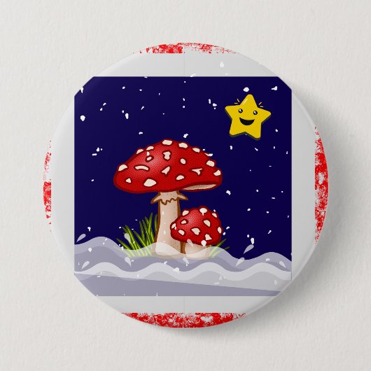 クリスマスギフトきのこ 缶バッジ (正面)