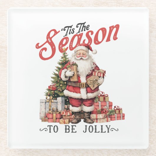クリスマスギフトこの季節 ガラスコースター (正面)