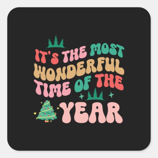 クリスマスギフトそれは最も素晴らしい時間である スクエアシール (正面)