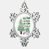 クリスマスギフトそれ自身を舐めることはない スノーフレークピューターオーナメント (右)