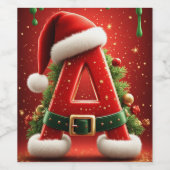 クリスマスギフトのためのイニシャルA ワインラベル (シングルラベル)