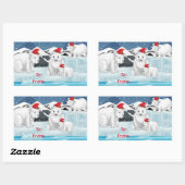 クリスマスギフトのステッカー – ホッキョクグマ 長方形シール (シート)