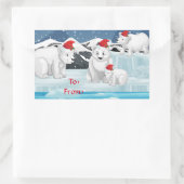 クリスマスギフトのステッカー – ホッキョクグマ 長方形シール (バッグ)