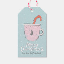 クリスマスギフトのタグかわいいマグカップとキャンディーケーン