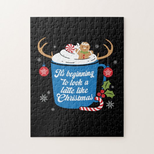 クリスマスギフトはクリスマスのようなラテに見える ジグソーパズル (縦)