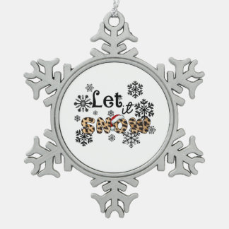 クリスマスギフトウィットユキヒョウ スノーフレークピューターオーナメント