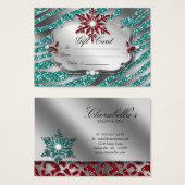 クリスマスギフトカードジュエリーゼブラティール（緑がかった色）ブルーレッド (正面&裏面)