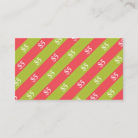 クリスマスギフトカード緑のリボン5ドル 割引カード (裏面)