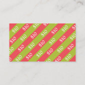 クリスマスギフトカード赤と緑のリボン$10 割引カード (裏面)