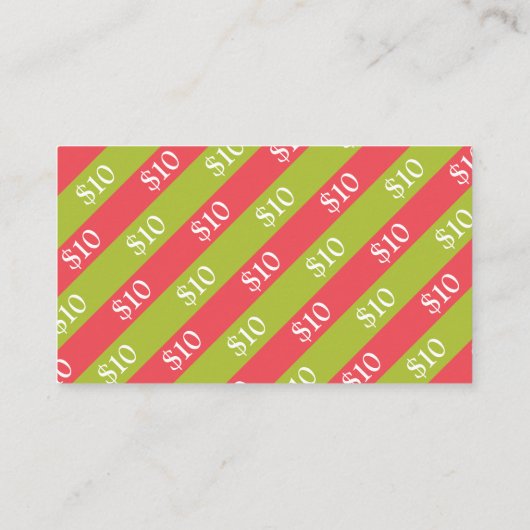 クリスマスギフトカード赤と緑のリボン$10 割引カード (裏面)