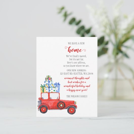 クリスマスギフトカー引っ越しましたホリデームービング ポストカード (スタンド正面)