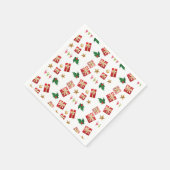 クリスマスギフトキャンディキャネスターホリー スタンダードカクテルナプキン (角)