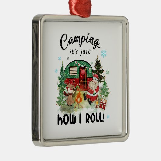 クリスマスギフトキャンピング私の方法転がだ メタルオーナメント (右)