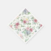 クリスマスギフトクリーミーホワイトアンティークバラ スタンダードカクテルナプキン (角)