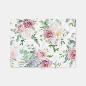 クリスマスギフトクリーミーホワイトアンティークバラ フリースブランケット (正面(横))