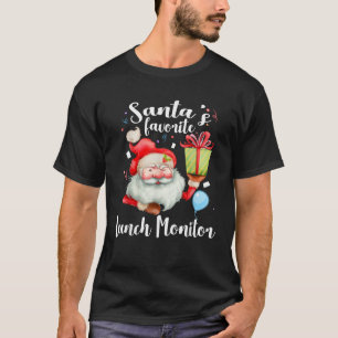 クリスマスギフトサンタお気に入りのズ学校給食モニターC Tシャツ