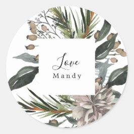 クリスマスギフトシールヴィンテージフローラ休日 ラウンドシール