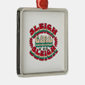 クリスマスギフトススススリー女の子そり メタルオーナメント (右)