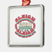 クリスマスギフトススススリー女の子そり メタルオーナメント (左)