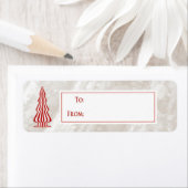 クリスマスギフトステッカー赤と白のツリー(テクスチャ上) ラベル (インサイチュ)