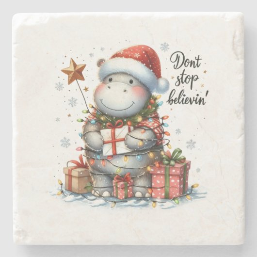 クリスマスギフトストップは信じない」 ストーンコースター (正面)
