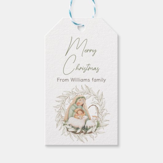 クリスマスギフトタグとベビーイエスイラストレーション ギフトタグ (正面)