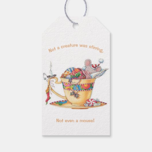 クリスマスギフトタグの前の小さなマウスナイト ギフトタグ (裏面)
