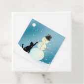 クリスマスギフトタグを雪だるまする黒猫 フェイバータグ (インサイチュ)