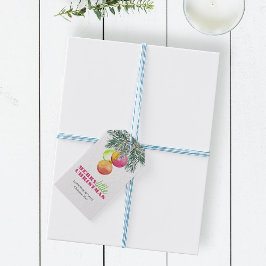 クリスマスギフトタグウォーターカラーピンク&グリーン ギフトタグ