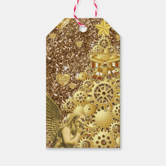 クリスマスギフトタグエンジェル金ゴールド ギフトタグ (正面)