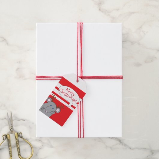 クリスマスギフトタグクリスマスマウス〔雄ジカの〕枝角 ギフトタグ (より糸付き)